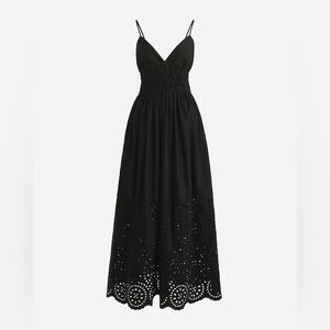 J. Crew V-neck smocked-waist dress in cotton poplin In Black Size 6